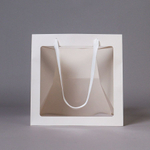 Пакет картонный с окном и ручками 25*25*25 см, белый