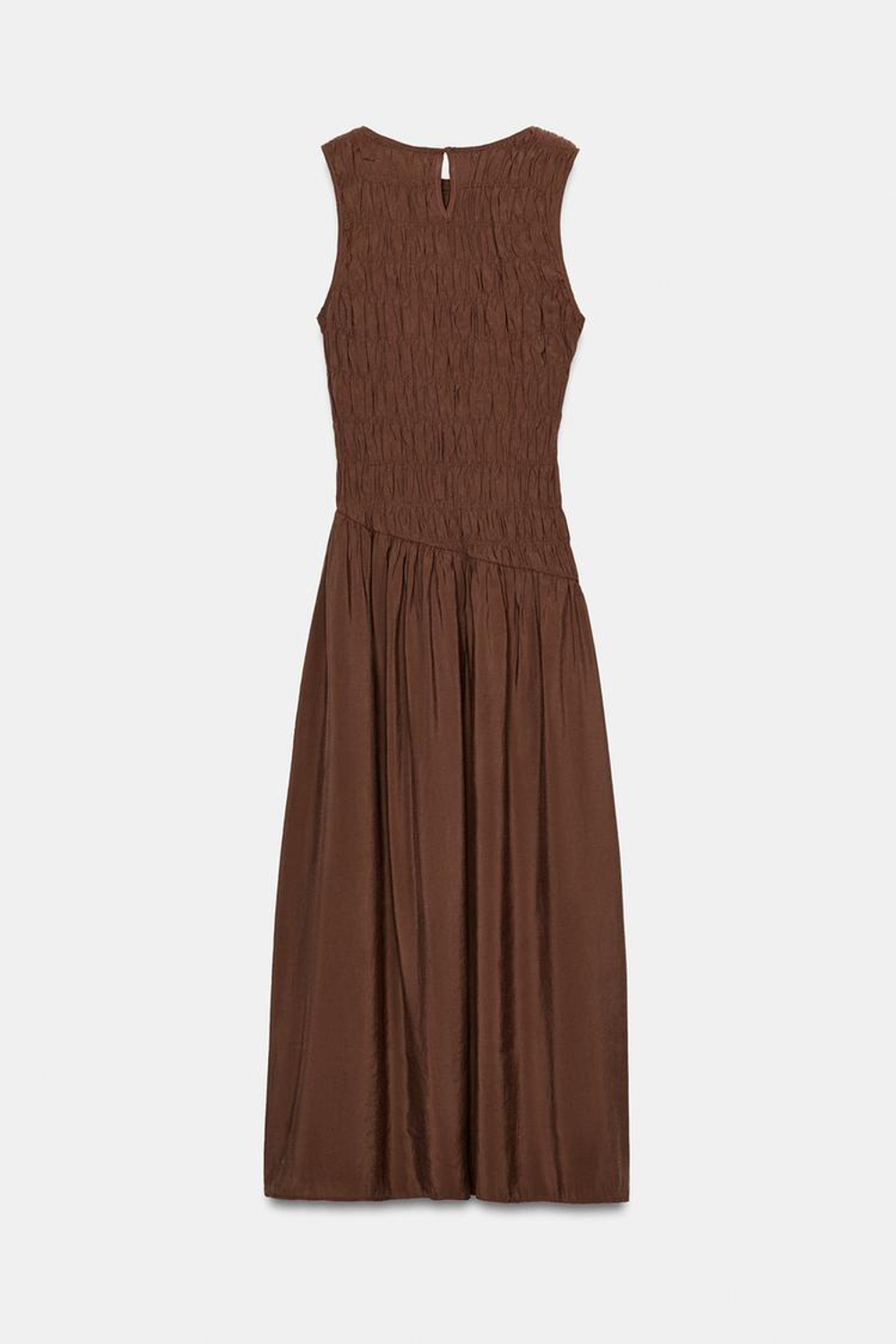 ZARA ОБЪЕМНОЕ ПЛАТЬЕ МИДИ, КОНЬЯЧНЫЙ