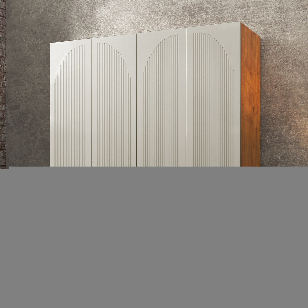 Шкаф Агератум МДФ четырехсекционный Лайн флай (0,27) А10029 матовая - Орех Экко 9459  230*45*220