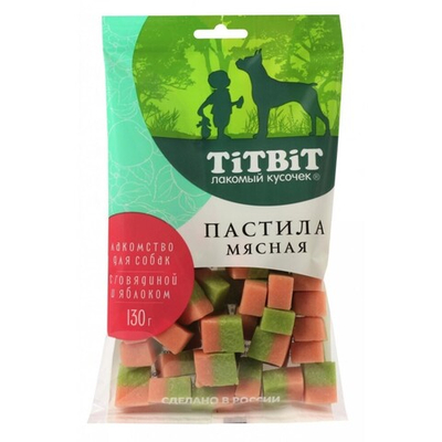 Лакомство "Пастила мясная с говядиной и яблоком" 130 г - для собак (TiTBiT Лакомый кусочек 25369)