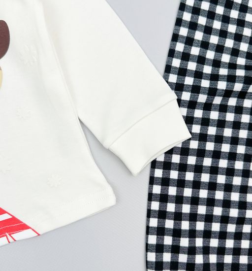 Пижама хлопковая Новогодняя, Молочный/красный