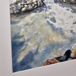 Картина авторская акварельная в паспарту 30х40 см на стену для интерьера "Нижний водопад в Веребково"