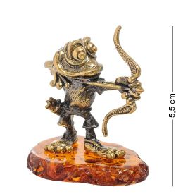 Народные промыслы AM-2024 Фигурка «Лягушка-лучник» (латунь, янтарь)