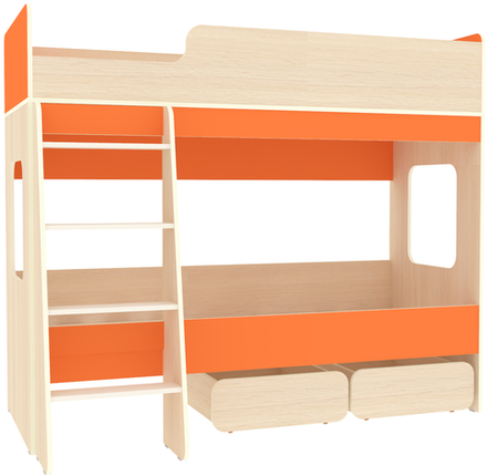 Двухъярусная кровать КарИВи Л-38  Дуб Молочный Оранжевый