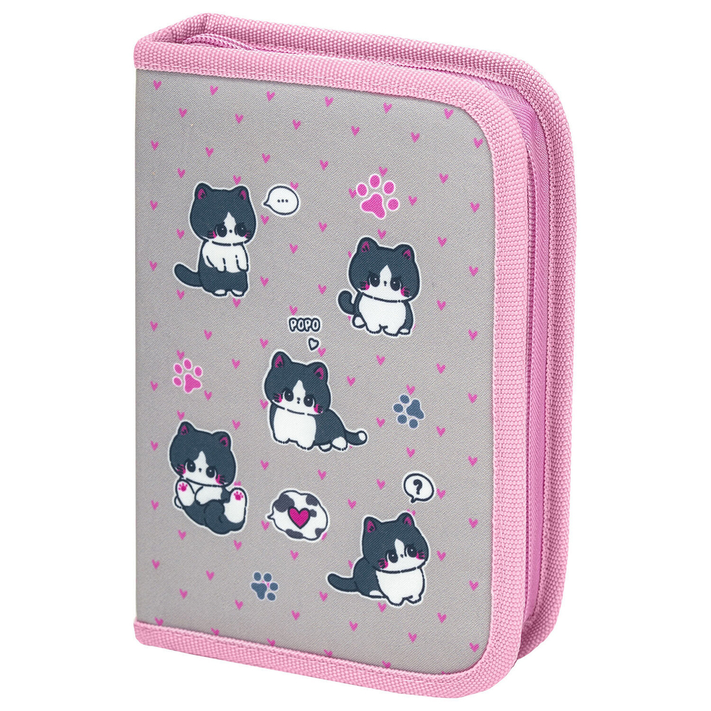 Пенал BRAUBERG 1 отделение полиэстер 21х14 см "Cat patches" (2 штуки в упаковке)