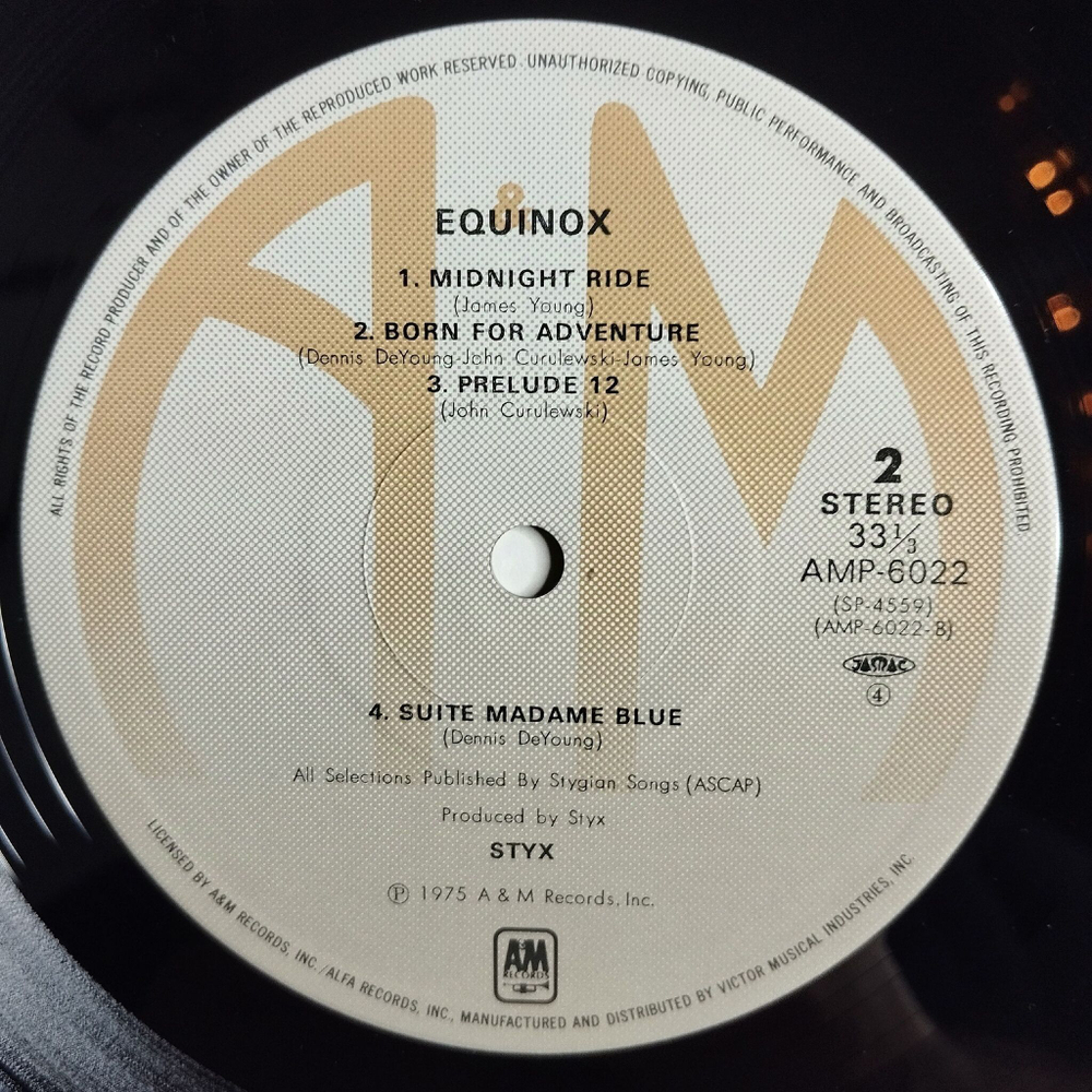 Винтажная виниловая пластинка LP Styx Equinox (Japan 1979) (Obi)