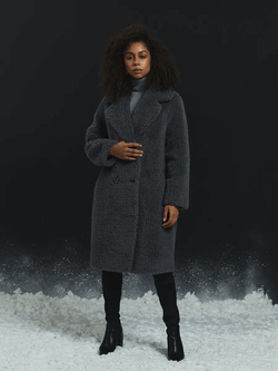 Шуба женская чебурашка тедди экомех, графитовая, SilverFox (арт. 1188-101)