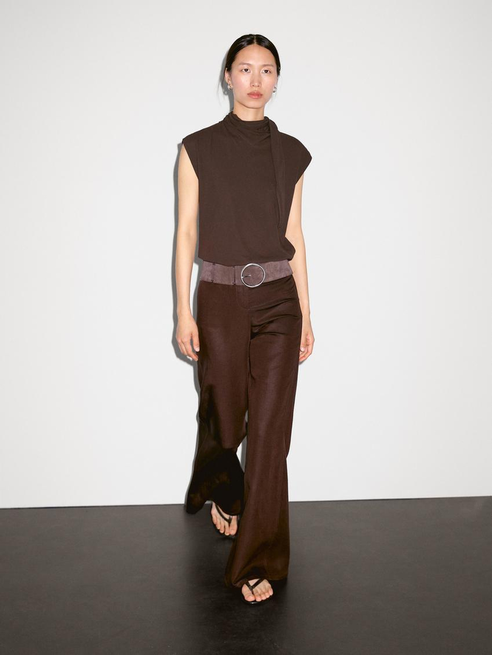 Massimo Dutti Топ без рукавов, коричневый