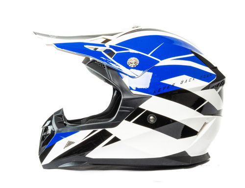 Шлем мото кроссовый HIZER 915 #8 (M) white/blue/black