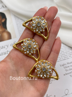 Пуговицы золотистые в форме глаза с жемчужинами и стразами Скиапар.