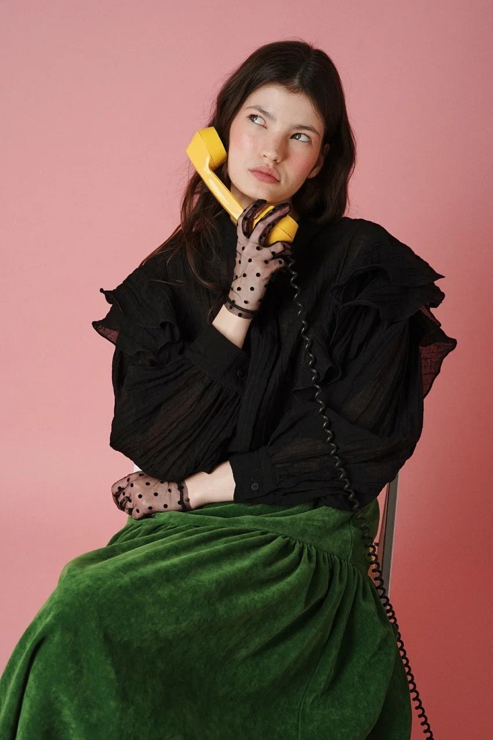 Блузка с воланами и длинным рукавом, "Карнавальная ночь"