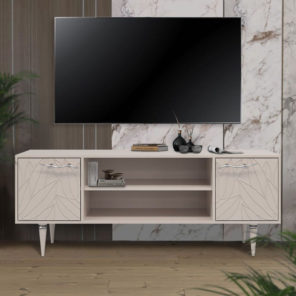 Тумба под ТВ Арт Колор leaves 155см Классик Сильвер Серый агат