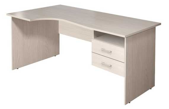 КМ78 Монолит (СМ7Л+ТМ11) Стол кривол. с тумбой Л 1604х904(704)х756