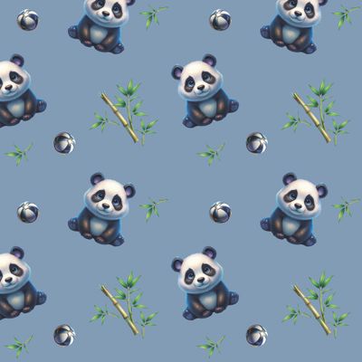 панда малыш мяч бамбук дымчатый