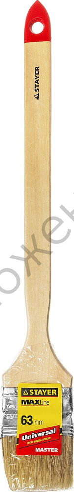 STAYER UNIVERSAL 63 мм, 2,5″ светлая натуральная щетина, деревянная ручка, для всех видов ЛКМ, Радиаторная кисть, MASTER (0112-63)