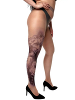 Колготки +size с принтом в виде девушки в маске (Размер: XL-XXL-XXXL) (Цвет: бежевый)