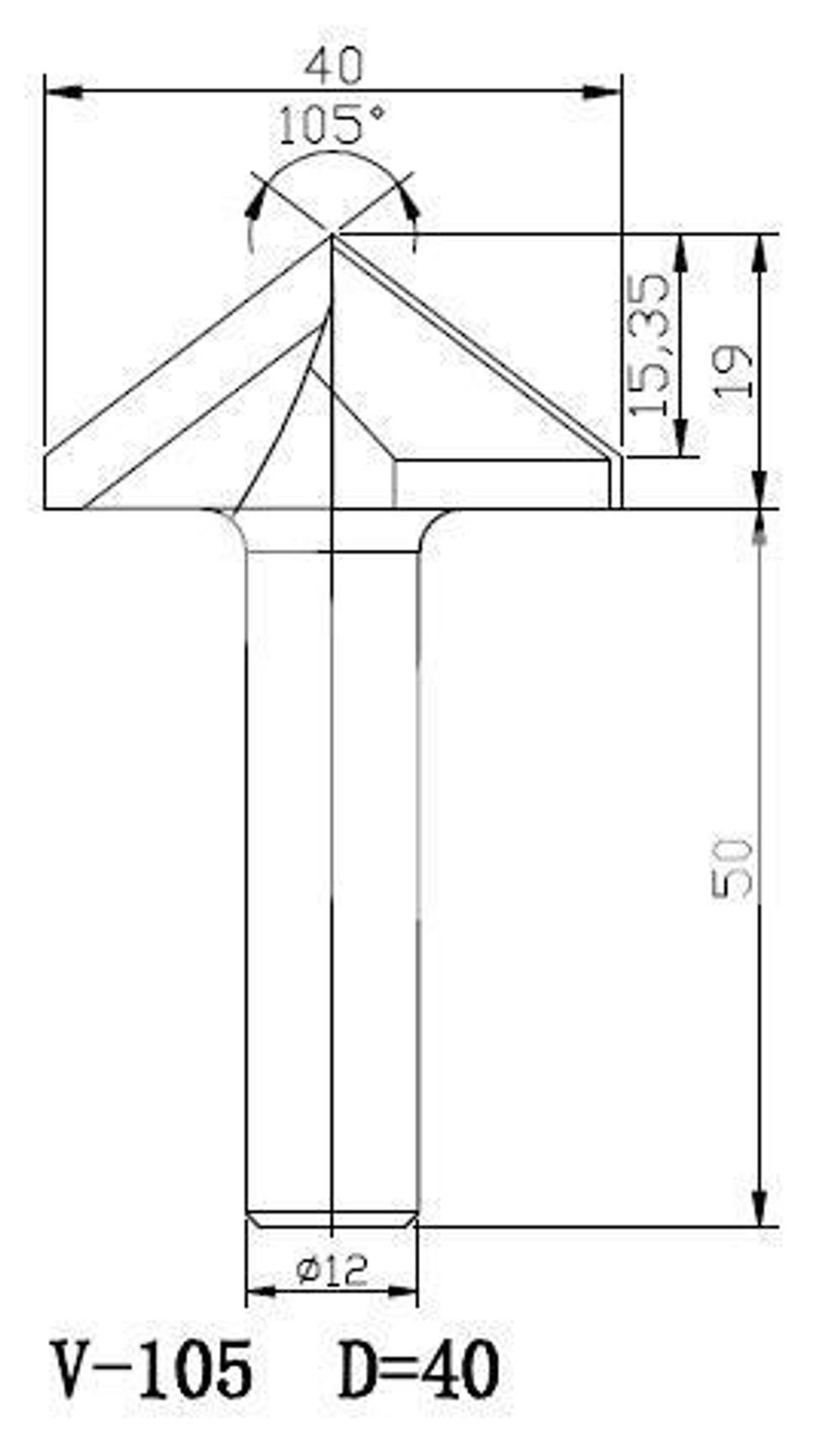 PCD фреза D.40x19x69 S.12