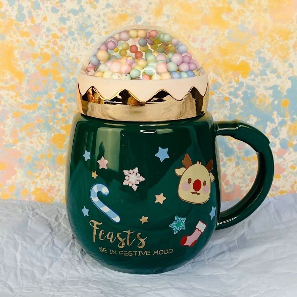 Lenardi 315-003 Детская кружка 470мл с крышкой НОВЫЙ ГОД в под.уп. (х48)Фарфор