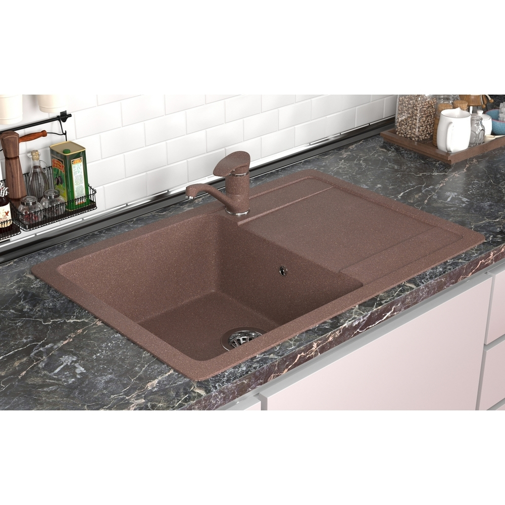 Мойка ML-GMS15 СТАНДАРТ с крылом, терракот (307), 640*505*185мм