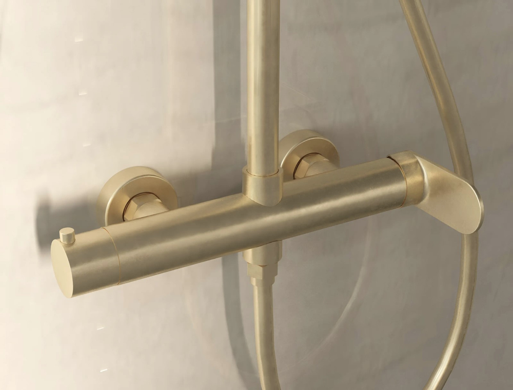 Душевая стойка Vincea Rondo VSFS-1R0BG без излива, брашированное золото