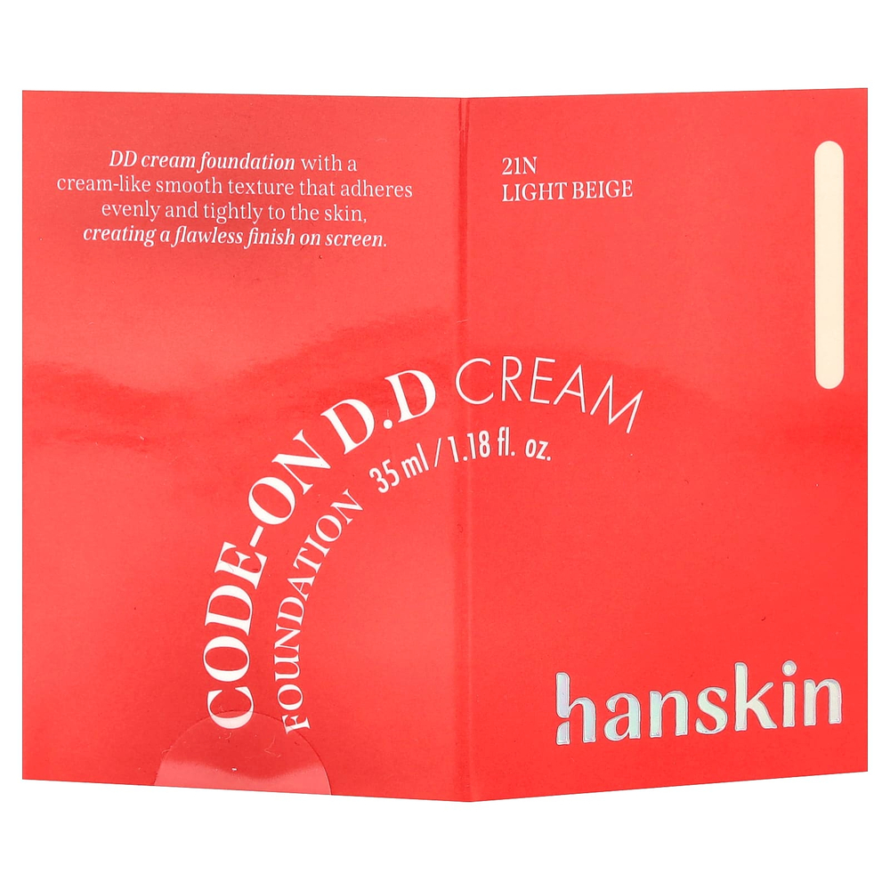 Hanskin, Code-On DD Cream, тональный крем, 21N светлый бежевый, 35 мл (1,18 жидк. унции)