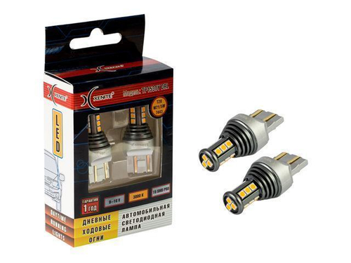 Лампа светодиодная 12V 21/5W без цоколя 2-конт. белый 7443 750Lm 3000K для ДХО Lada/Renault 2 шт. Xenite