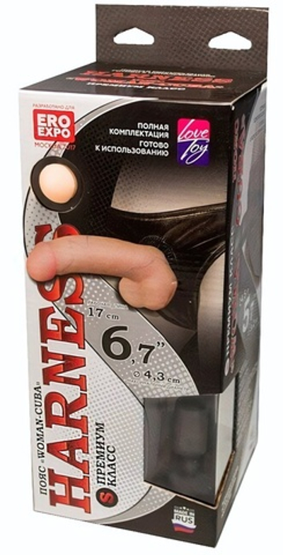 Страпон Woman Cuba с 2 насадками. Премиум класс "S" (Цвет: телесный , черный)