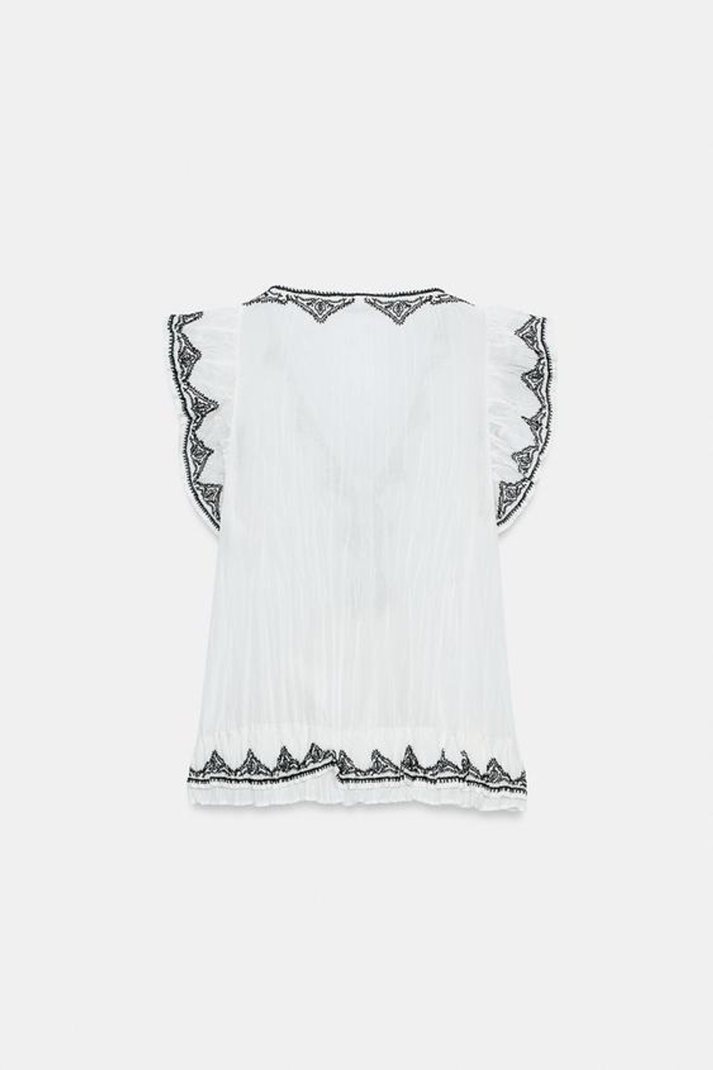 ZARA ТОП С КОНТРАСТНОЙ ВЫШИВКОЙ — ZW COLLECTION, БЕЛЫЙ/ЧЕРНЫЙ