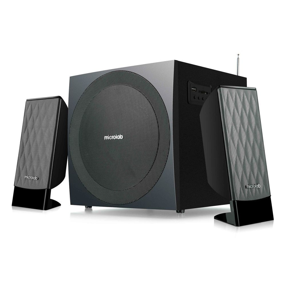 MICROLAB M-300BT черный {12 Вт x2 +14 Вт, Гармонические искажения: &lt; 0,3% (1 Вт 1 кГц), Частотная характеристика: 40 Гц - 20 кГц, Отношение сигнал/шум: &gt; 80 дБ}