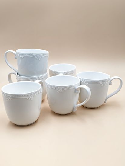 Набор кружек 350 мл. 6 штук "White Ornaments"