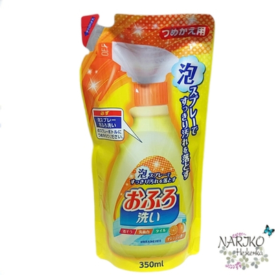 Чистящая спрей-пена для ванны NIHON Foam spray Bathing wash с антибактериальным эффектом и апельсиновым маслом, мягкая упаковка 350 мл.