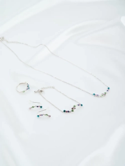 Серьги-клаймберы Млечный путь с разноцветными кристаллами Swarovski