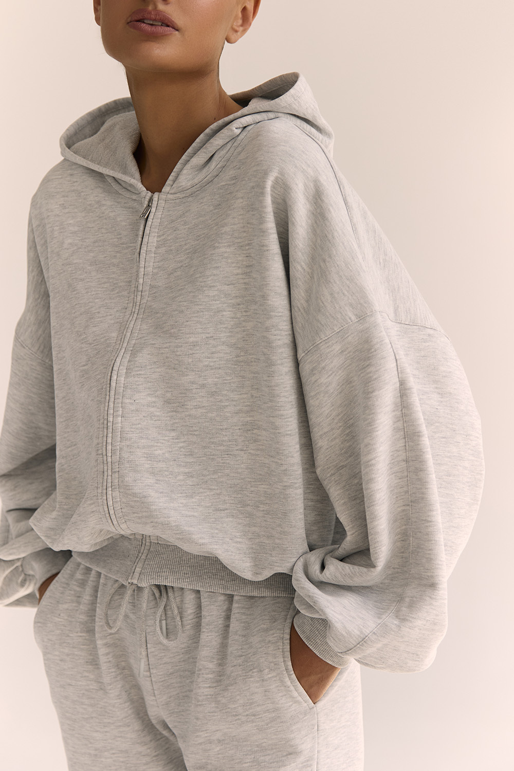 Толстовка на молнии Светло-серый меланж