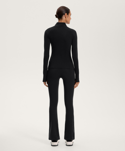 OYSHO Теплые расклешенные брюки с высокой посадкой и карманами, черный