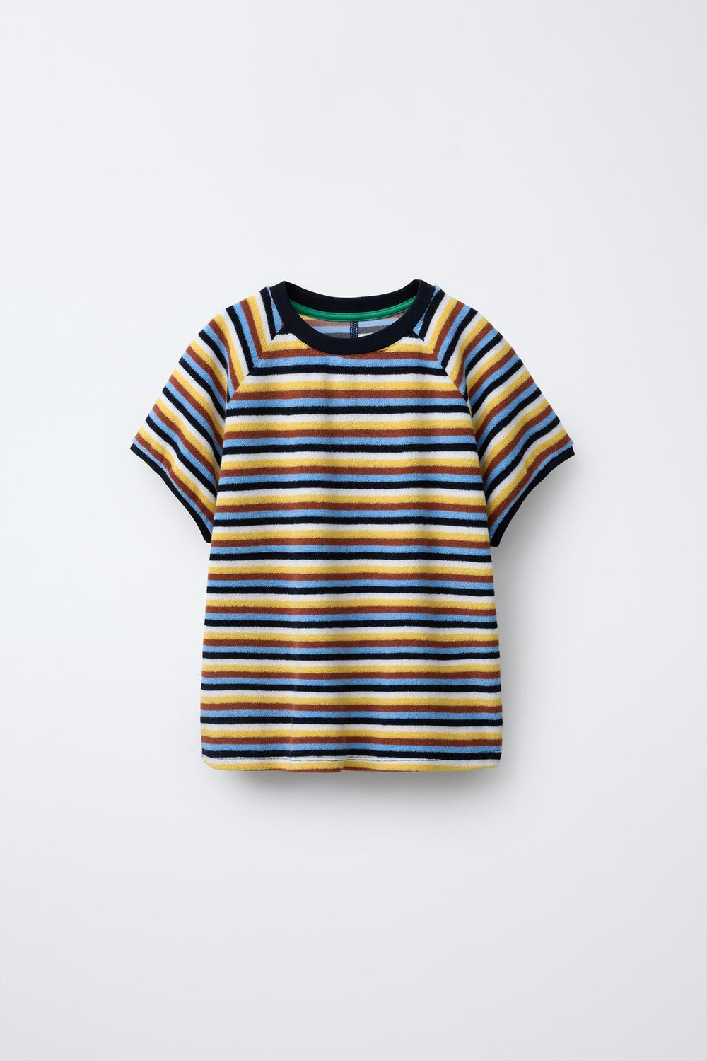 ZARA ФУТБОЛКА ИЗ МАХРОВОЙ ТКАНИ В ПОЛОСКУ, ЖЕЛТЫЙ