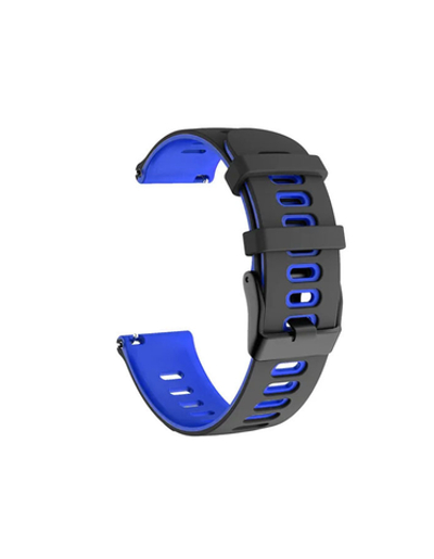 Ремешок 22 мм для GARMIN FR 255, 265, 45, Venu 2, Vivoactive 4 / SUUNTO 5, 9 Peak / COROS Apex 2 Pro, Apex Pro, Apex46mm , Pace 3 силиконовый двухцветный (Черный/Синий)