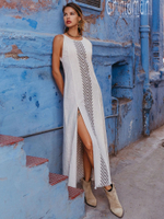 Длинное бохо-платье (молоко)