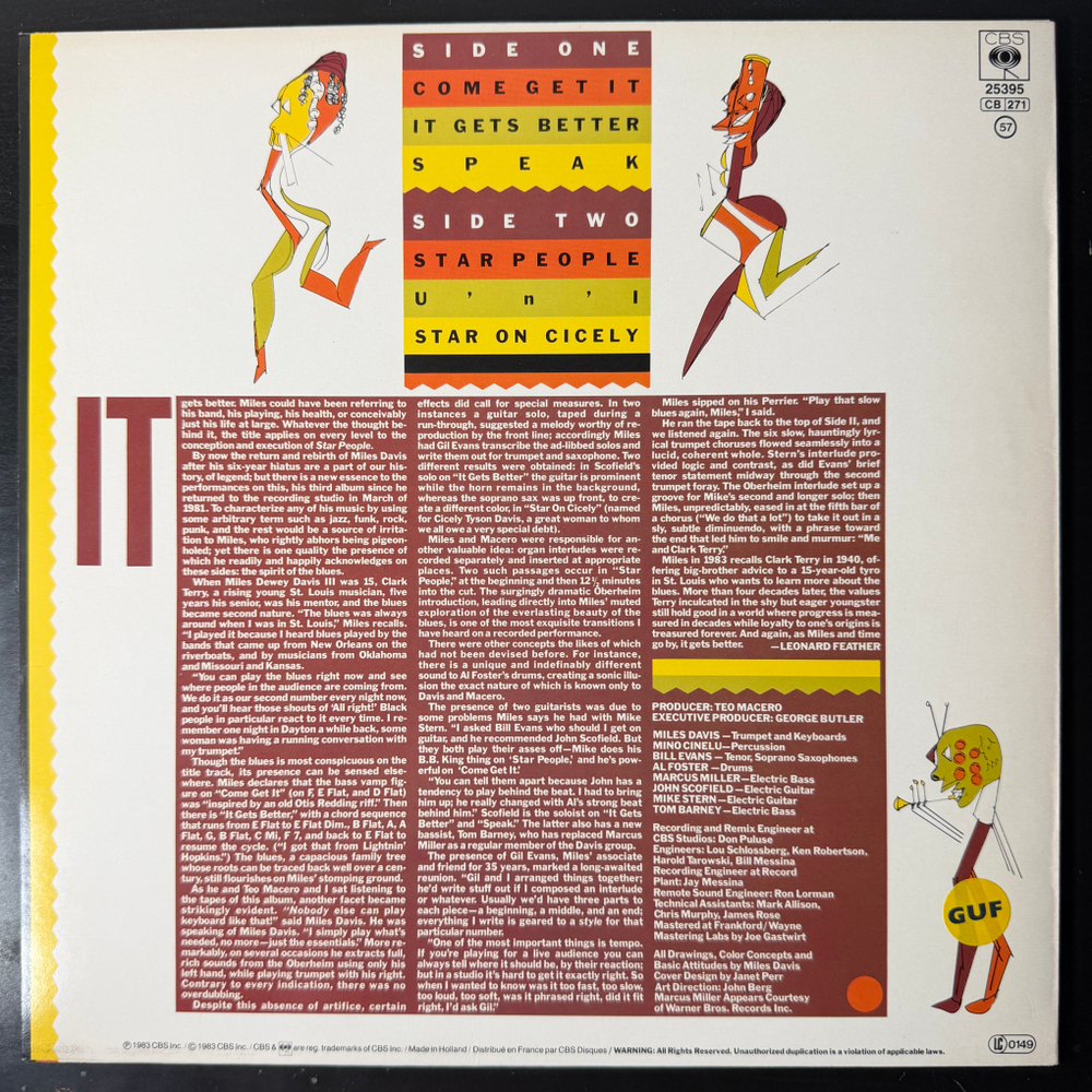 Виниловая пластинка Miles Davis ‎– Star People LP