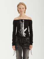 Топ Havoc Black Gun Graphic Off Shoulder