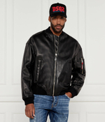 Кожаная куртка бомбер Dsquared2 - черный(S74AM1502 SY1602)