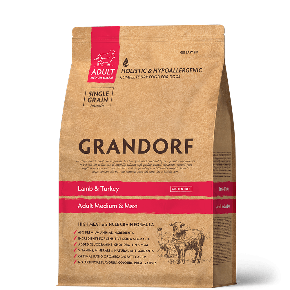 Grandorf Dog adult medium & maxi корм сухой для собак средних и крупных пород ягнёнок с индейкой