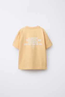 ZARA ФУТБОЛКА С НАШИВКОЙ, СВЕТЛО-ОРАНЖЕВЫЙ