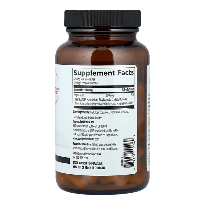 Комплекс глицината магния, Magnesium Glycinate Complex, Designs For Health, 120 вегетарианских капсул 2