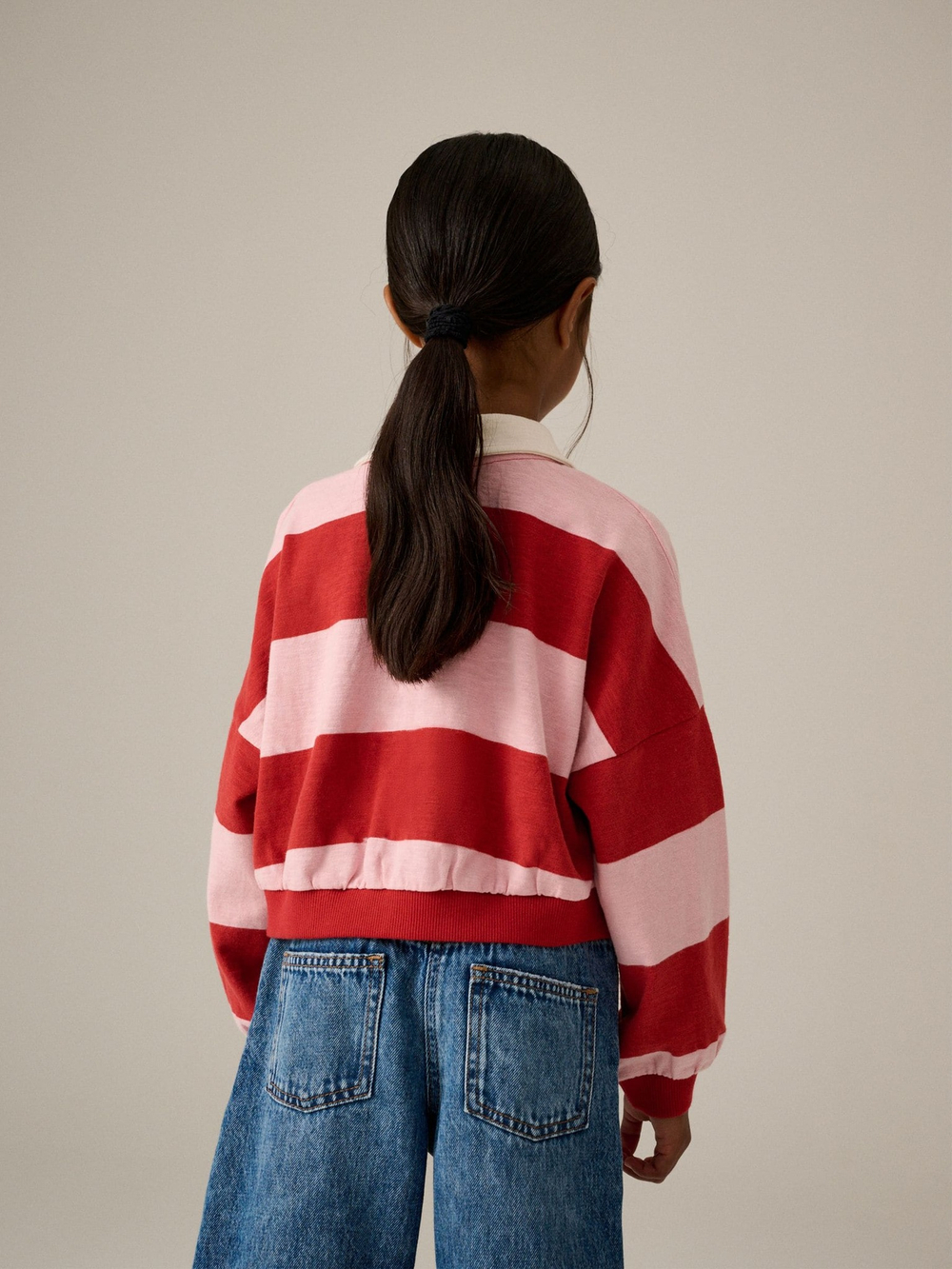 Толстовка с воротником для девочки Next V11-051, Красный, Розовый