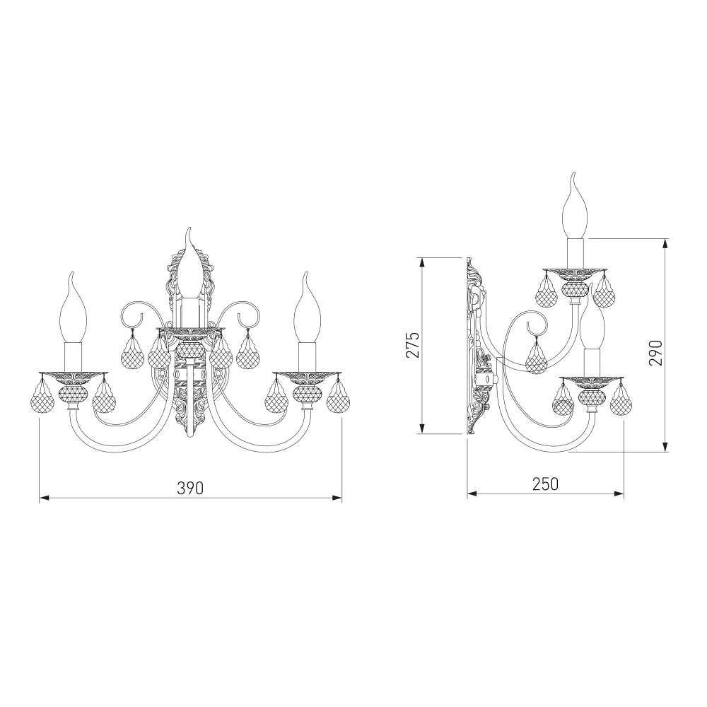 Настенный светильник с хрусталем 3305/3