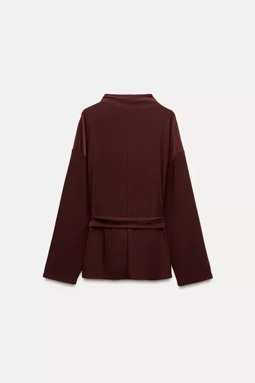 ZARA ТОП С ДРАПИРОВКОЙ И ПОЯСОМ, ГРАНАТОВЫЙ