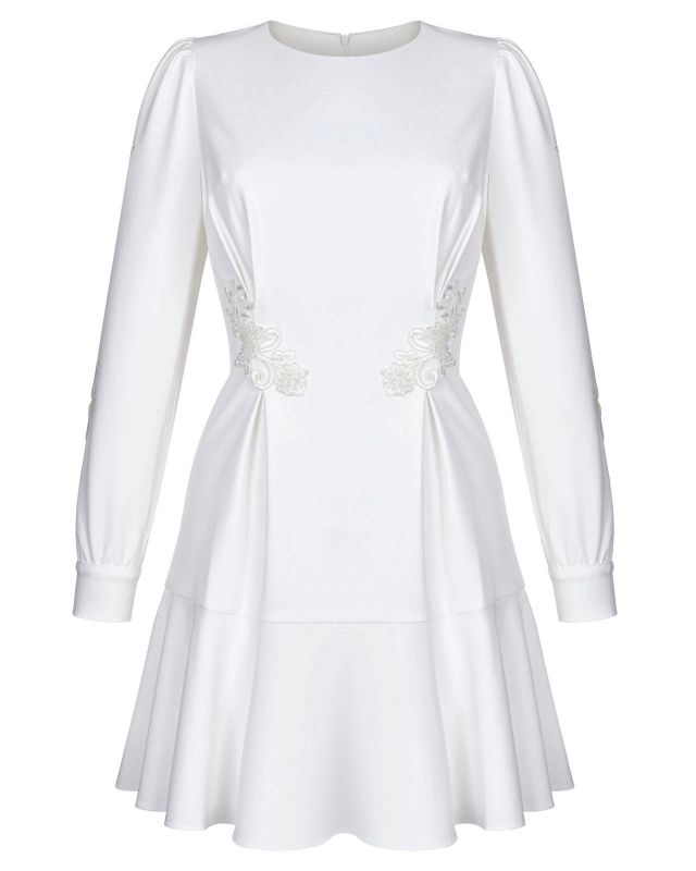 Платье мини с кружевом по бокам