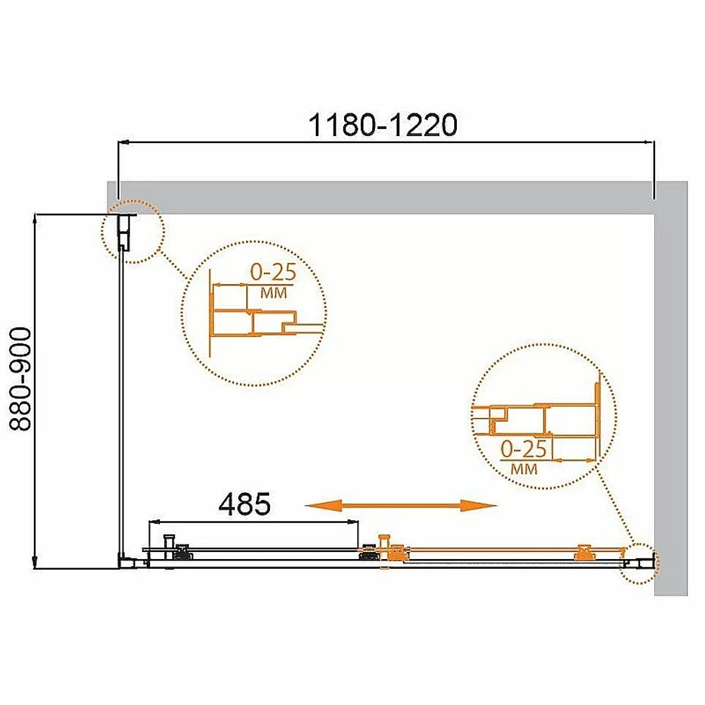 Душевой уголок Cezares Molveno 120x90 AH-11-120/90-C-BORO-IV стекло прозрачное/профиль золото брашированное