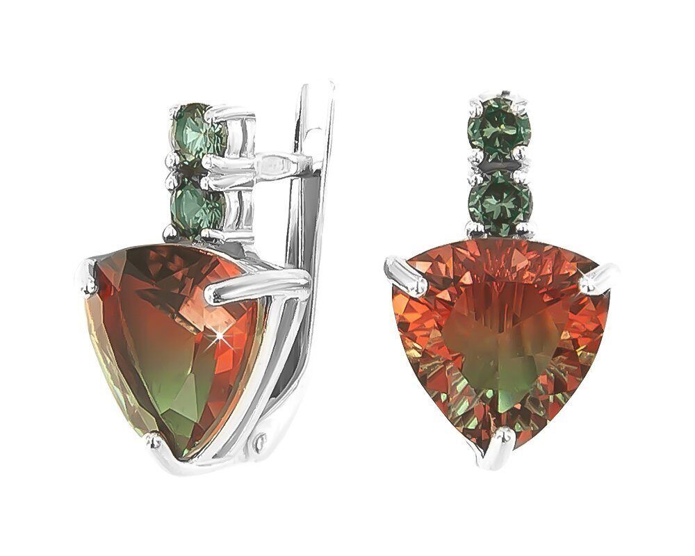 Серьги на английском замке с фианитами. Серебро 925.