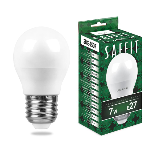 Лампа светодиодная LED SAFFIT шарик SBG4507 7W Е27 G45 6400K